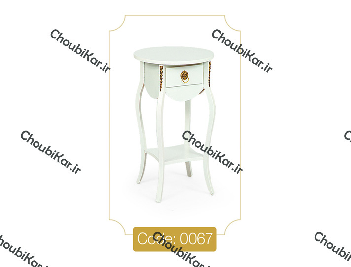 میز تلفن مدل 0067 نگین چوب صفحه MDF پایه چوب رنگی
